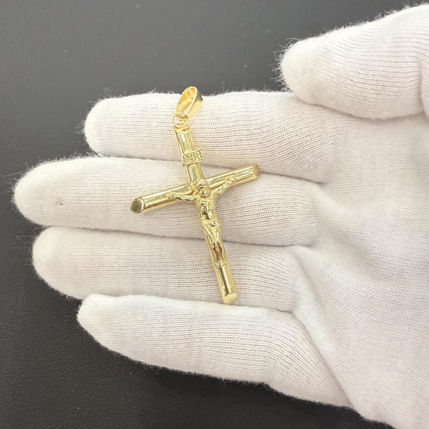 Cross Crucifix Pendant Charm 925 Sterling Silver Gold Plated 2.0"