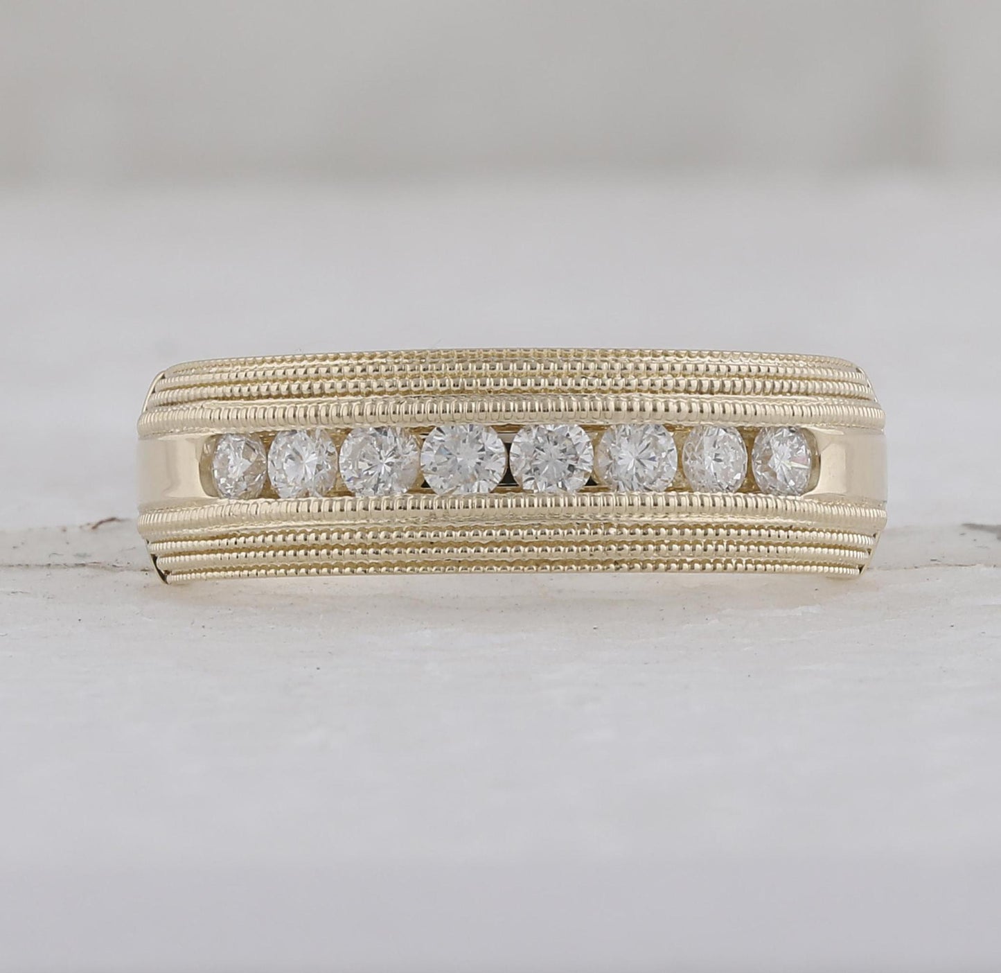 0.50ctw Diamond Wedding Anniversary Mens Band 10k Yellow Gold