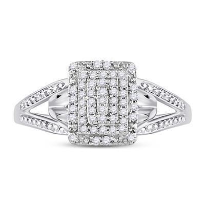 Diamond Engagement Ring Square 10k White Gold Size 7