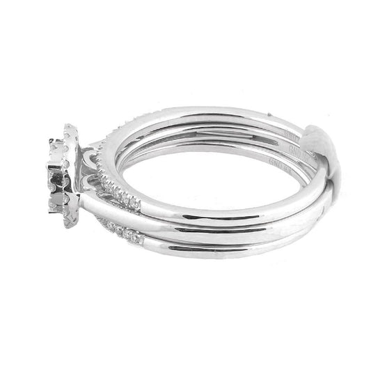 0.50ctw Diamond Cluster Halo Bridal Ring Set of 3 14K White Gold