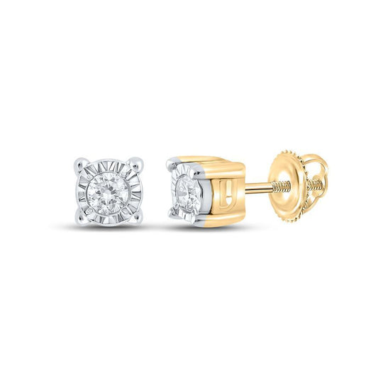 Diamond Illusion Stud Earrings 10K Yellow Gold