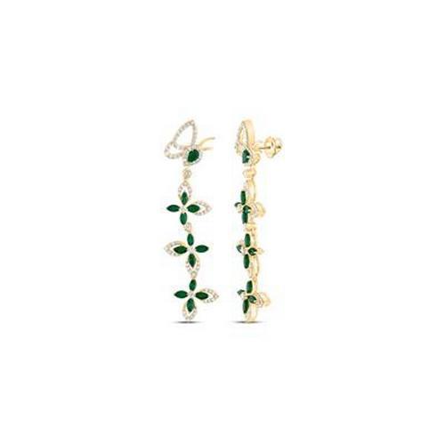 2.33ctw Natural Emerald 0.87ctw Diamond Stud Earrings 10K Yellow Gold Screw Back