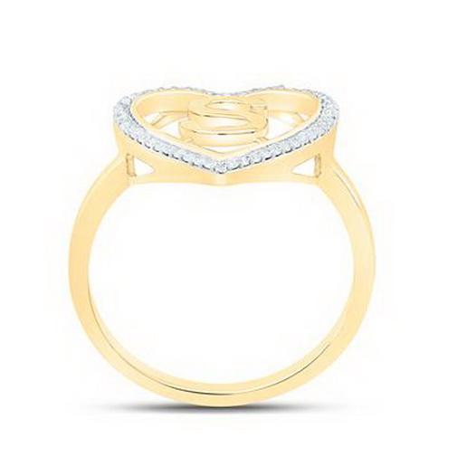 Diamond Initial S Heart Ring 10K Yellow Gold Womens