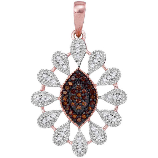 1/5cttw Diamond Chocolate Flower Pendant 10k Rose Gold