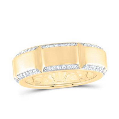 0.62ctw Diamond Mens Wedding Band 14K Yellow Gold Ring