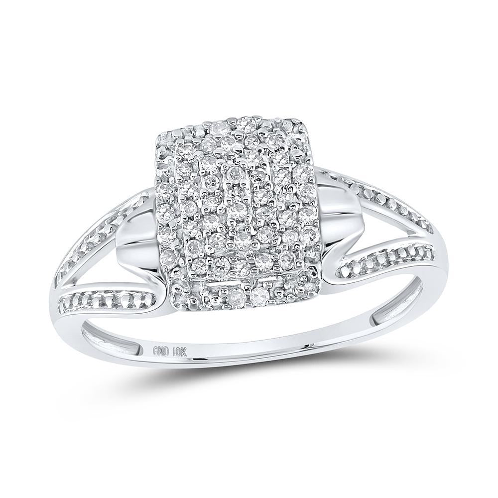 Diamond Engagement Ring Square 10k White Gold Size 7