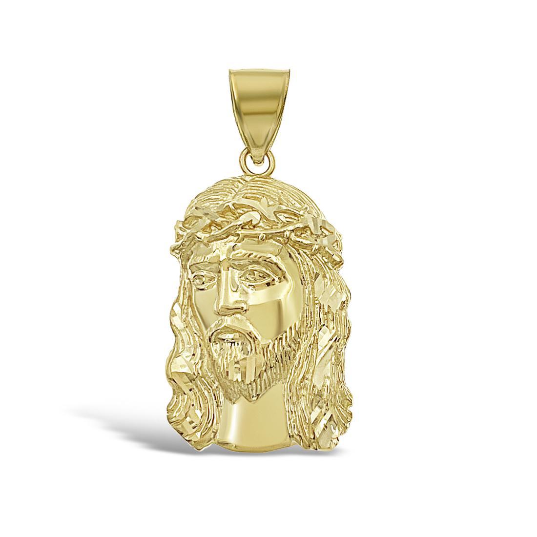 10k Gold Jesus Head Pendant