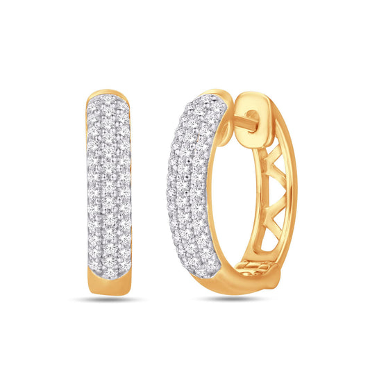 Diamond Hoops Womens Earrings 10k Yellow Gold