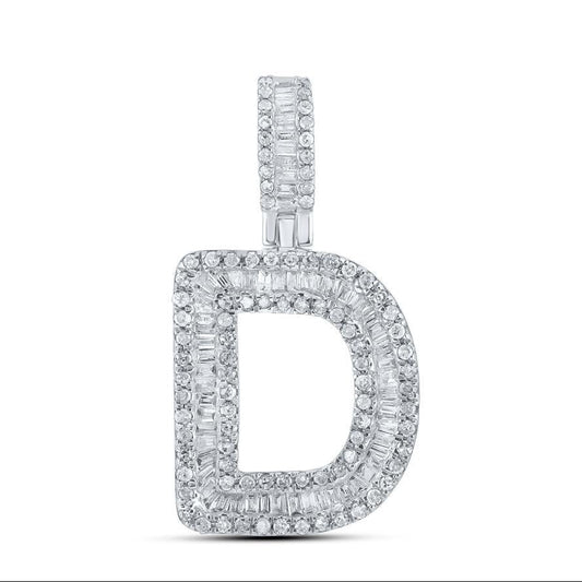 Diamond Letter D Initial Pendant 10K White Gold