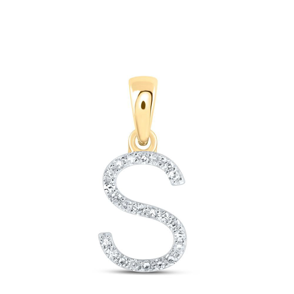 Diamond Letter Initial S Pendant Charm 10k Yellow Gold