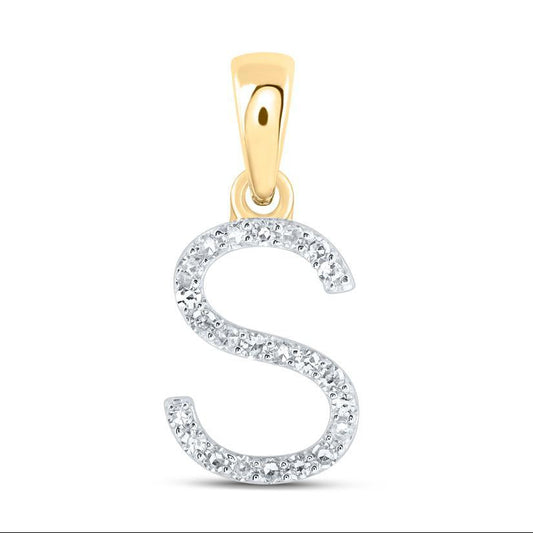 Diamond Initial S Pendant 10K Yellow Gold Letter Charm