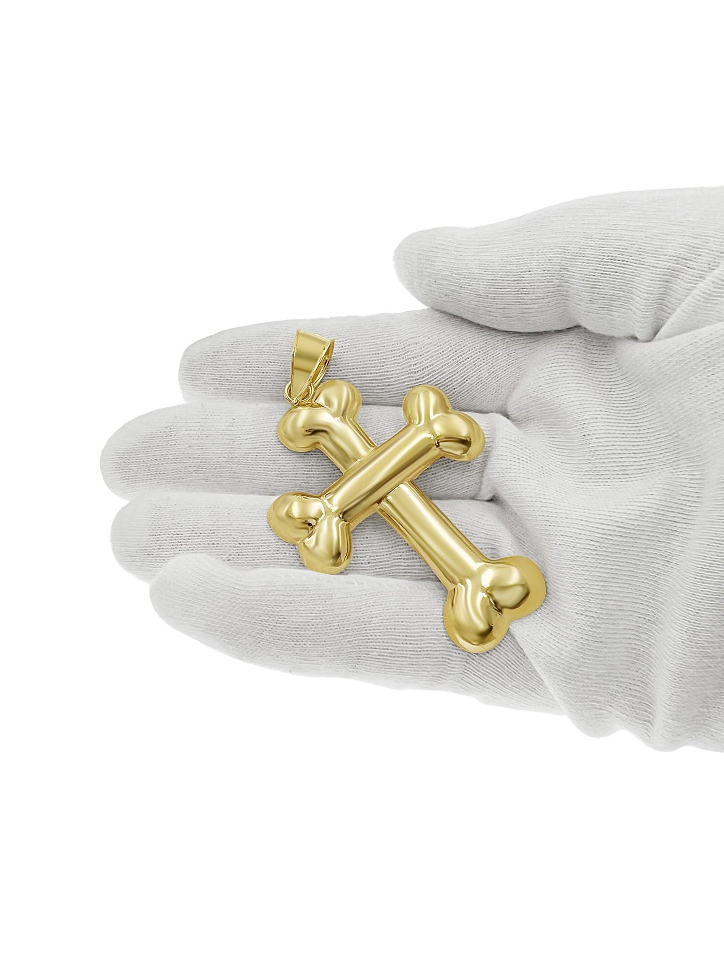 10k Gold Cross Pendant Men Charm 2.7"