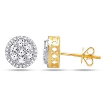 1.33cttw Diamond Round Cluster Stud Earrings 14k Gold Screw back