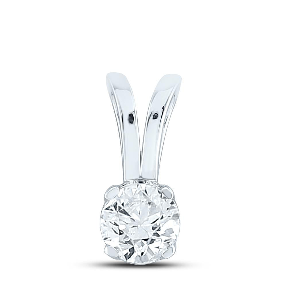 0.47ct Round Natural Diamond Solitaire Charm Pendant 14k White Gold