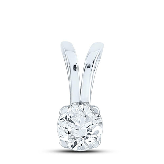 0.47ct Round Natural Diamond Solitaire Charm Pendant 14k White Gold