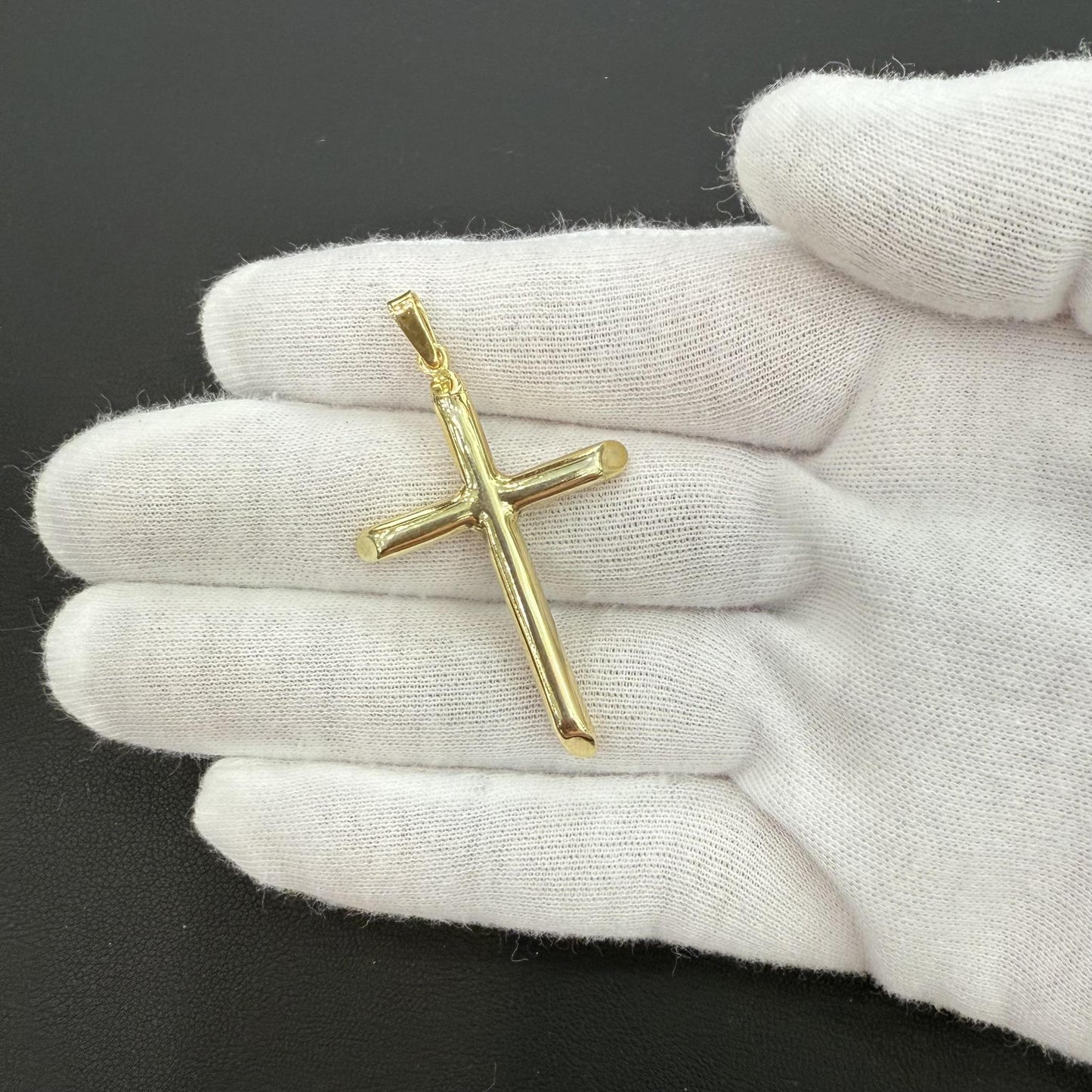 Cross Plain Pendant Charm 925 Sterling Silver Gold Plated 2"