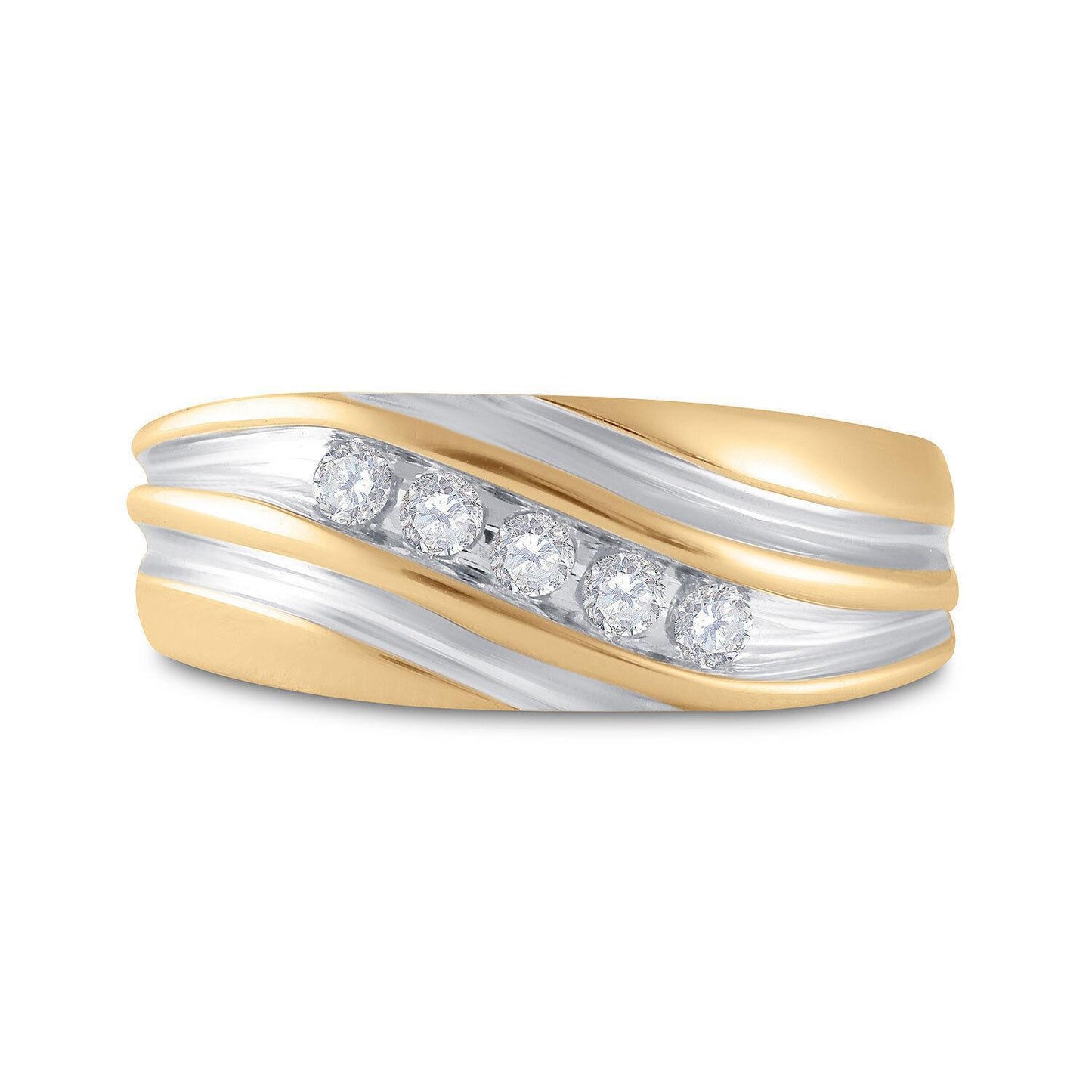 1/4cttw Diamond Wedding Anniversary Mens Band Ring 10k Yellow Gold