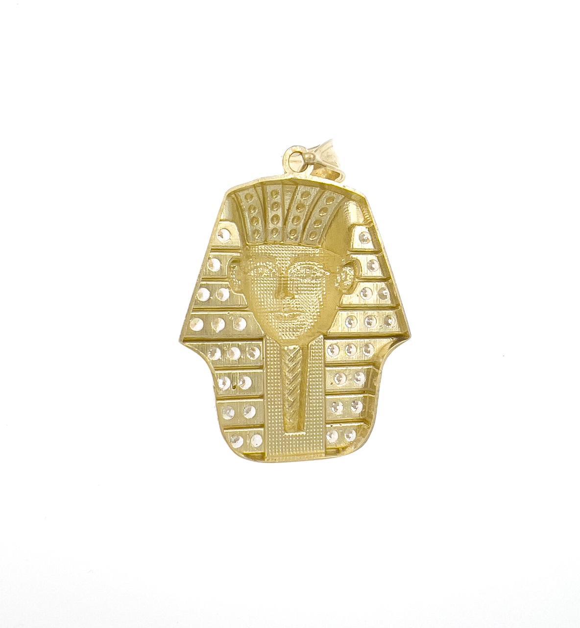 Egyptian Pharaoh King Tut Pendant 10K Yellow Gold