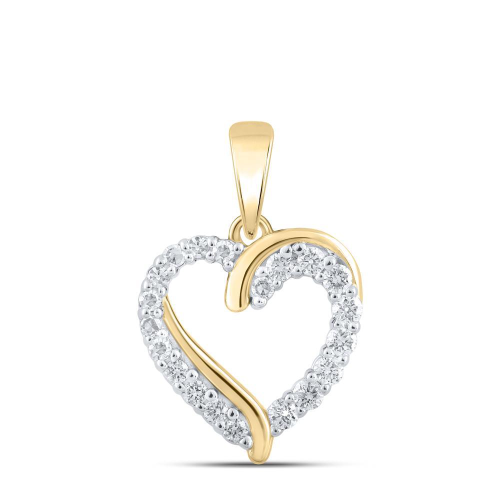 0.25 cttw Diamond Heart Pendant Charm 10k Yellow Gold