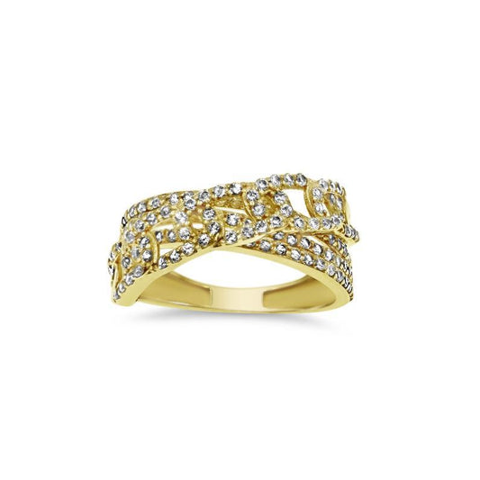 14K Yellow Gold CZ Cuban Link Band