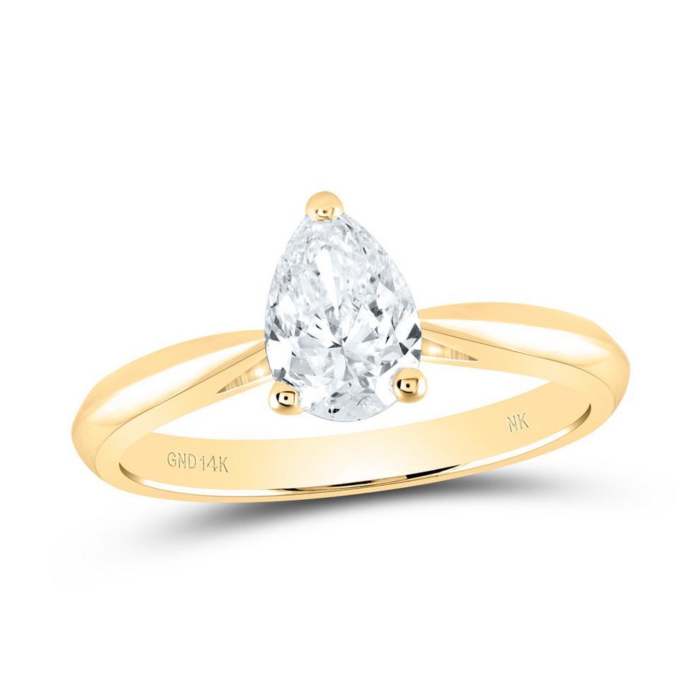 0.75ct Pear Diamond Solitaire Engagement Ring 14K Yellow Gold
