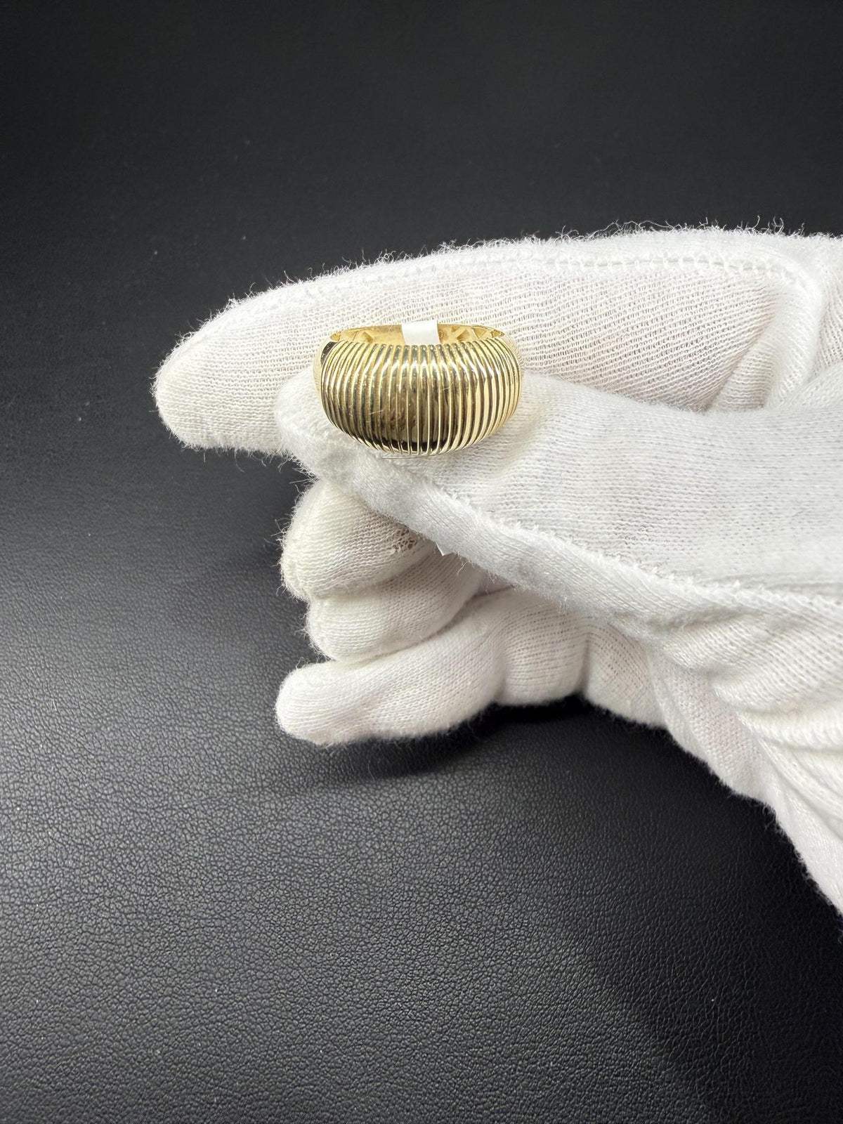 10K Yellow Gold Ribbed Dome Ring