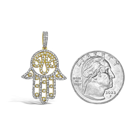 0.62ctw Diamond Hamsa Hand Pendant 10K Yellow Gold