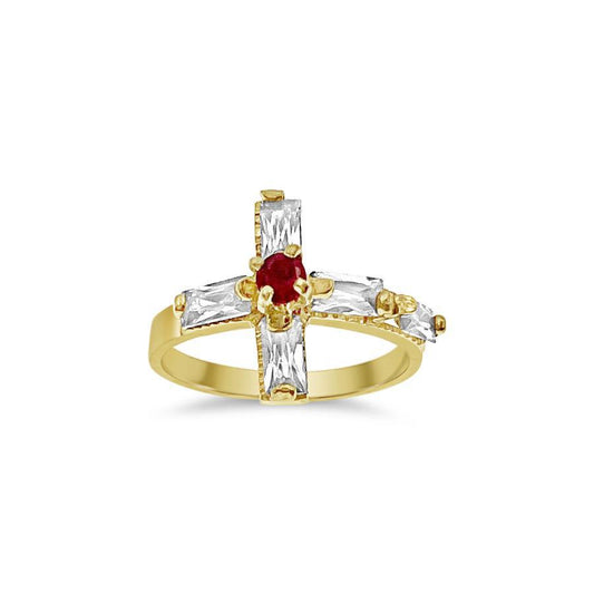 10k Gold Cross Ring Cz Band Size 7