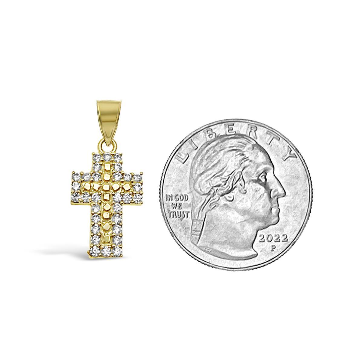 10K Yellow Gold Nugget Cross Pendant