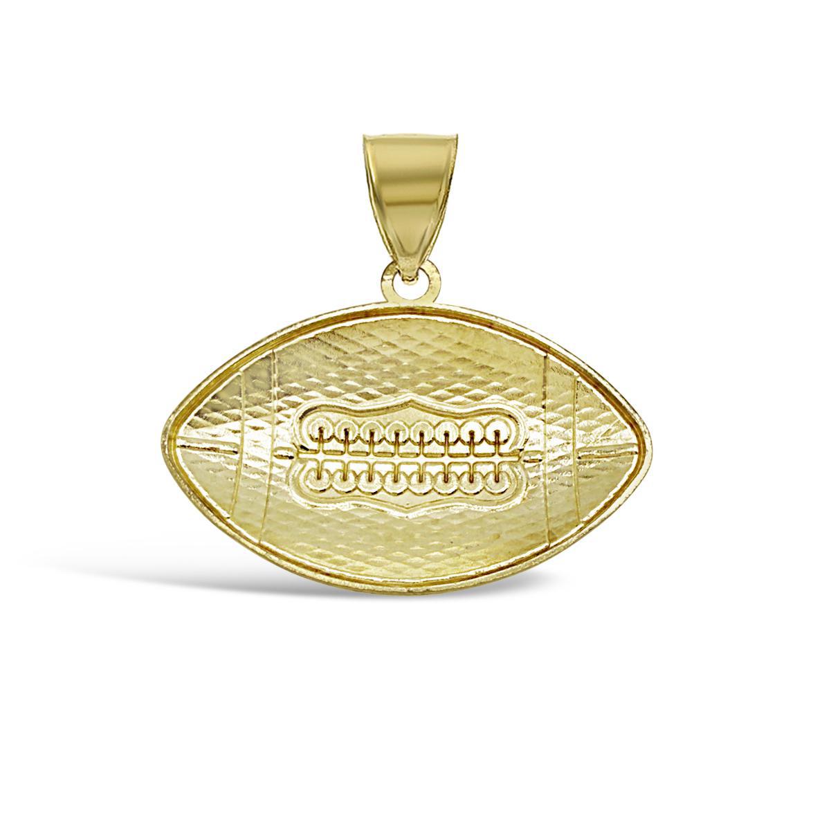 10K Yellow Gold Football Pendant Mens Sports Charm
