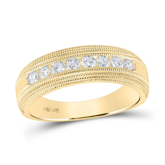 10k Yellow Gold Diamond Wedding Anniversary Mens Band Ring 1/2cttw