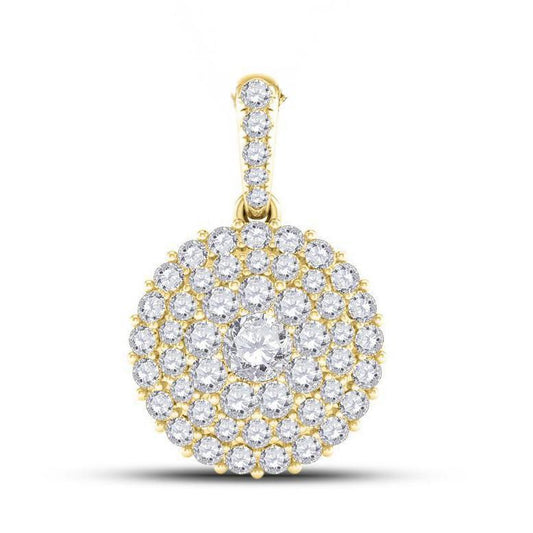 0.50ctw Diamond Round Cluster Womens Pendant 14K Yellow Gold Charm