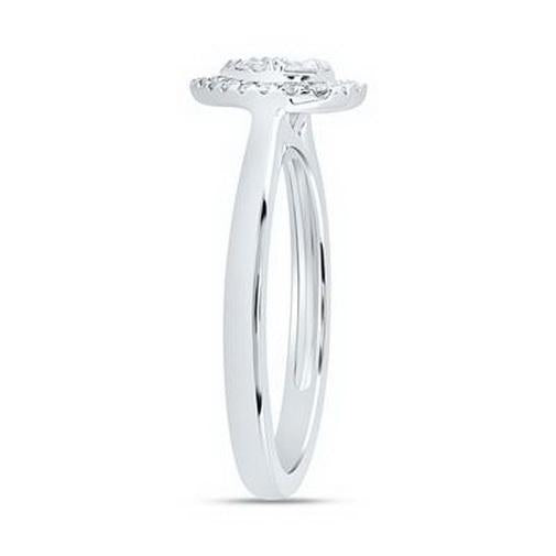 Diamond Heart Cluster Halo Ring 14K White Gold