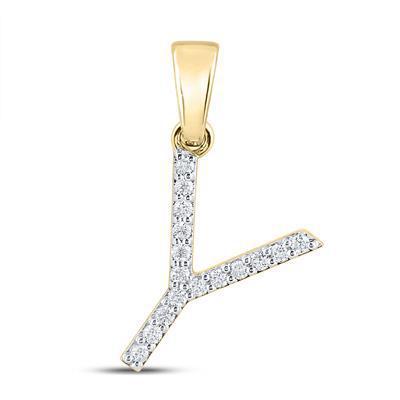 Diamond Letter Initial Y Pendant Charm 10k Yellow Gold