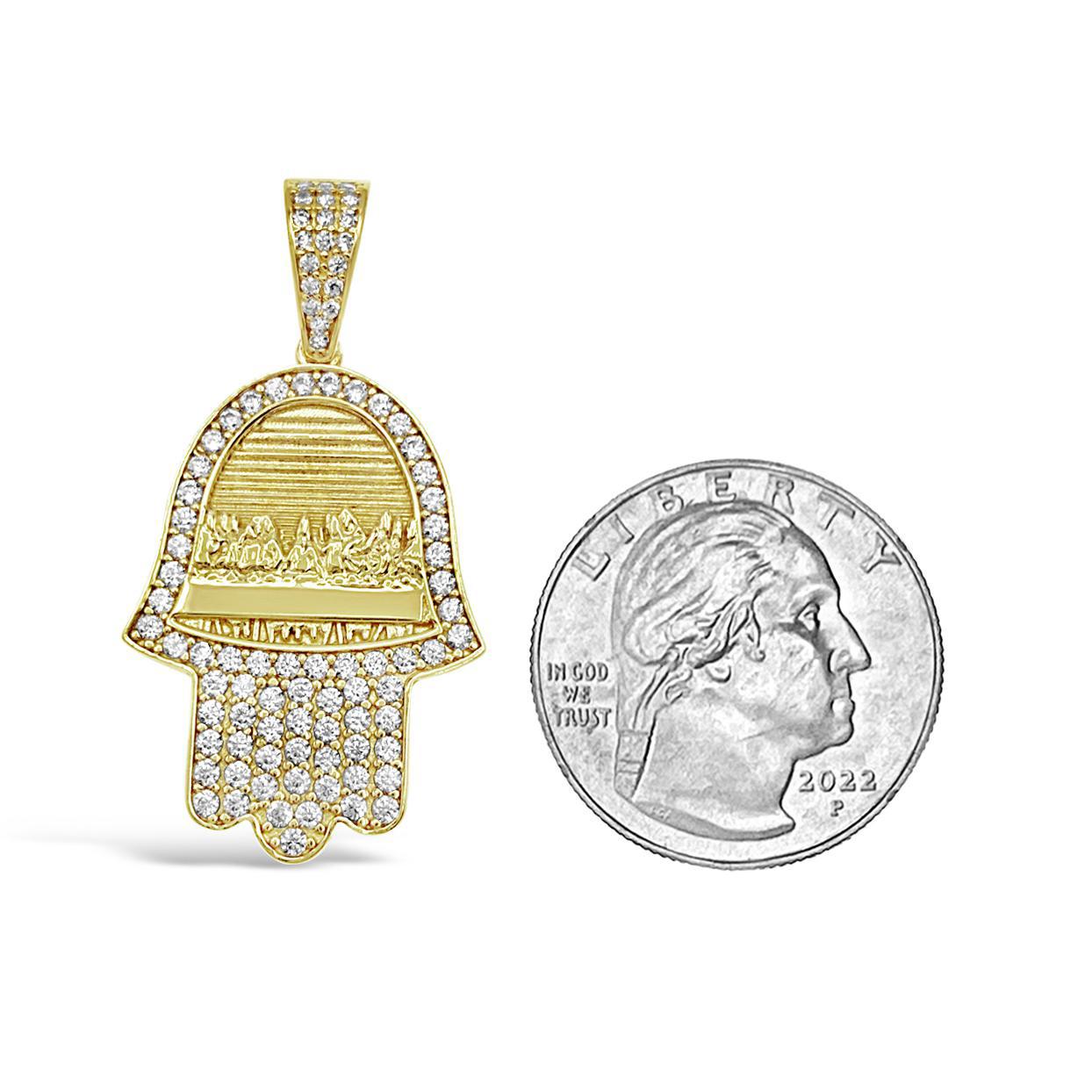 Hamsa Hand Last Supper Pendant 10k Gold Charm