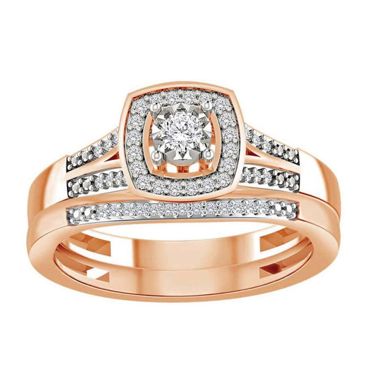 Diamond Bridal Wedding Ring Set 10k Rose Gold