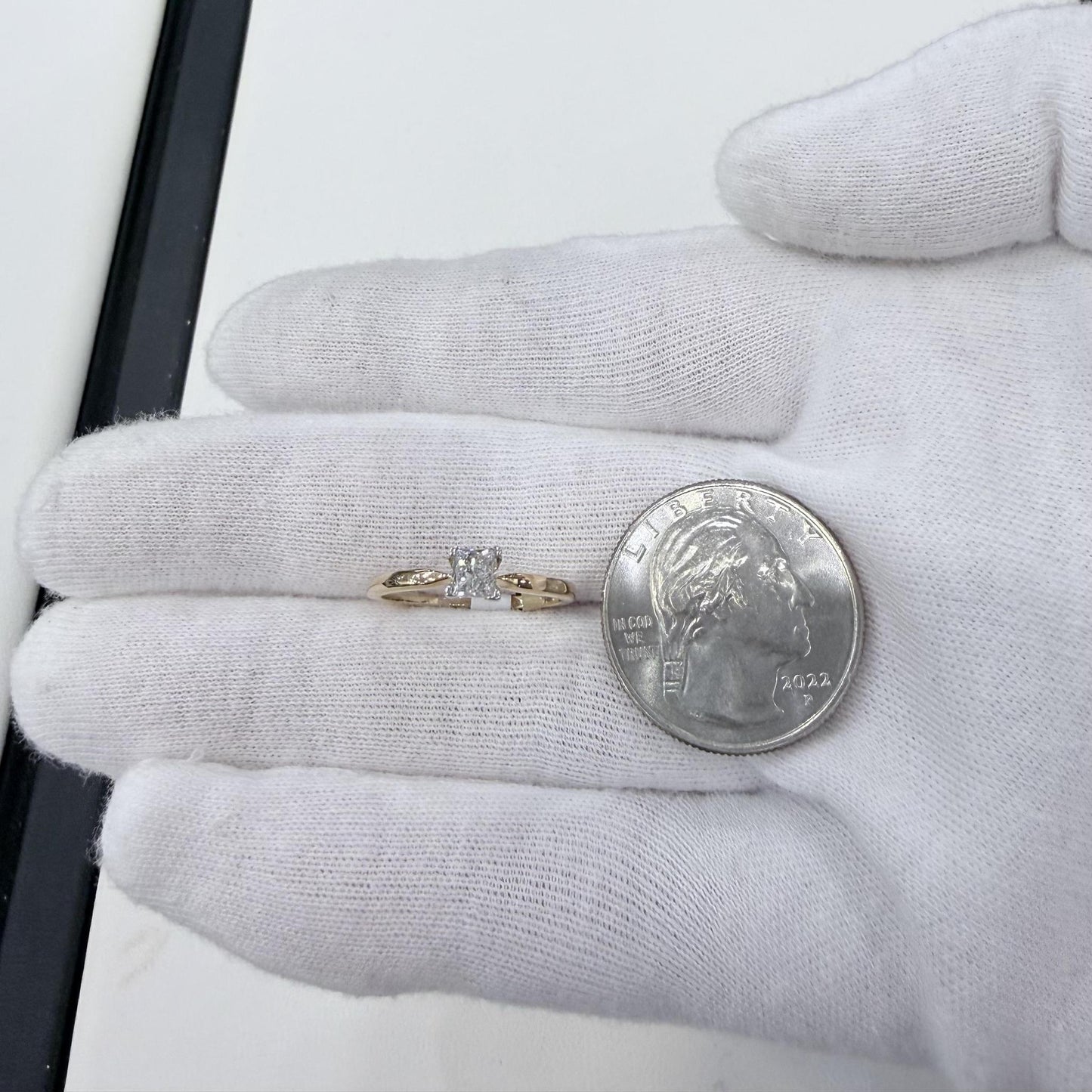 14K Gold Princess Cut Engagement Diamond Solitaire Ring 0.50ctw