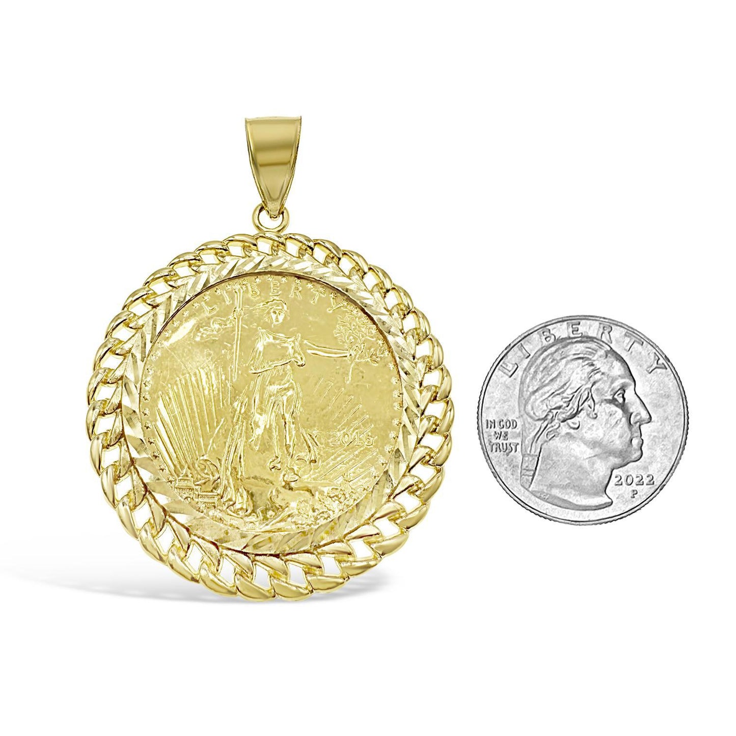 10K Yellow Gold Liberty American Eagle Coin Pendant