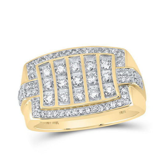 1 cttw Diamond Mens Band Rectangle Ring Signet 10k Yellow Gold