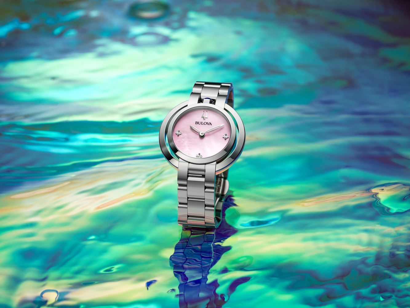 Bulova Rubaiyat Womens Pink Mother-of-pearl Dial Watch 96L338