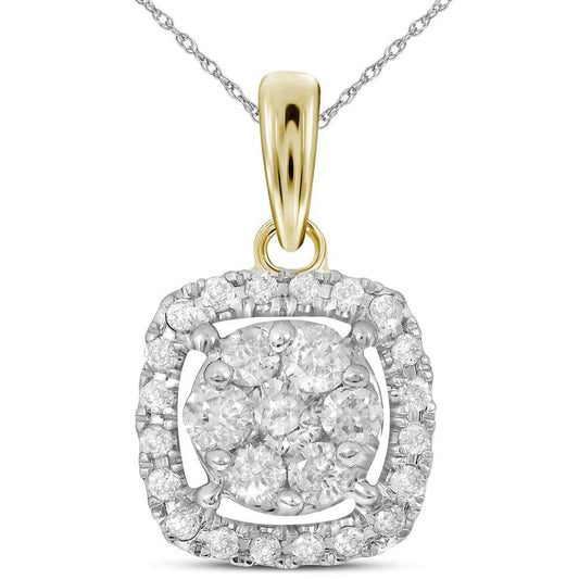 1/4ctw Diamond Square Pendant 14k Yellow Gold 110561