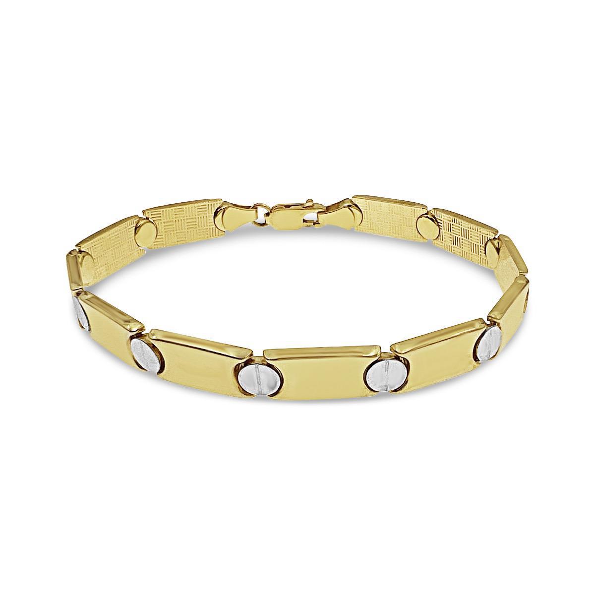 10k Two Tone Gold Screw Link Bracelet 7.5"