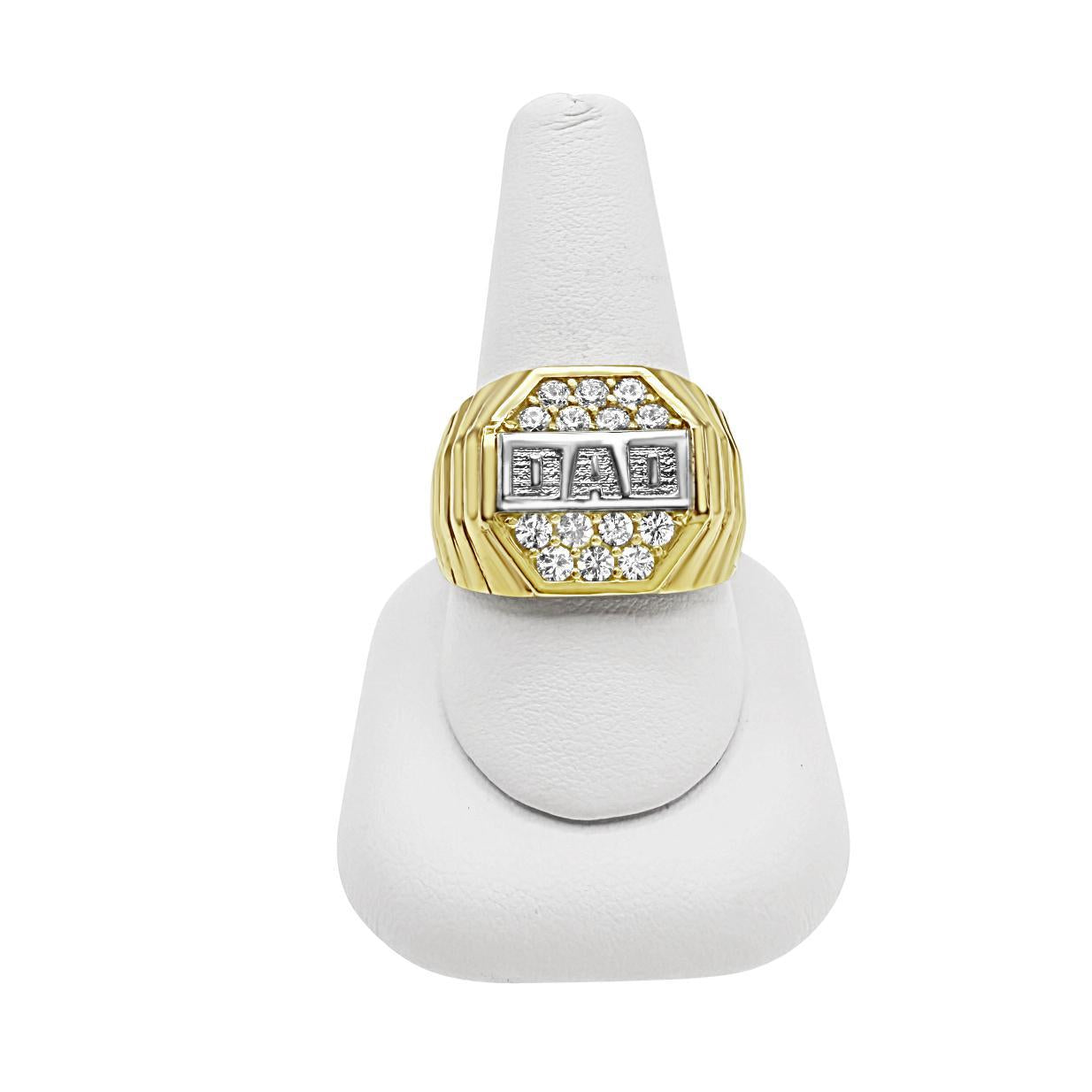 10K Two Tone Gold Mens Dad Signet Ring