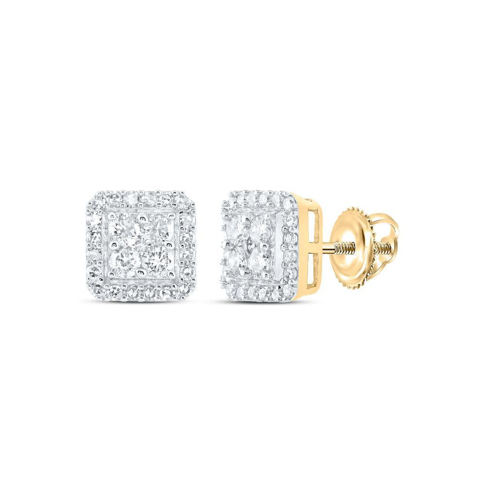 0.58ctw Diamond Cluster Halo Stud Earrings 10K Yellow Gold