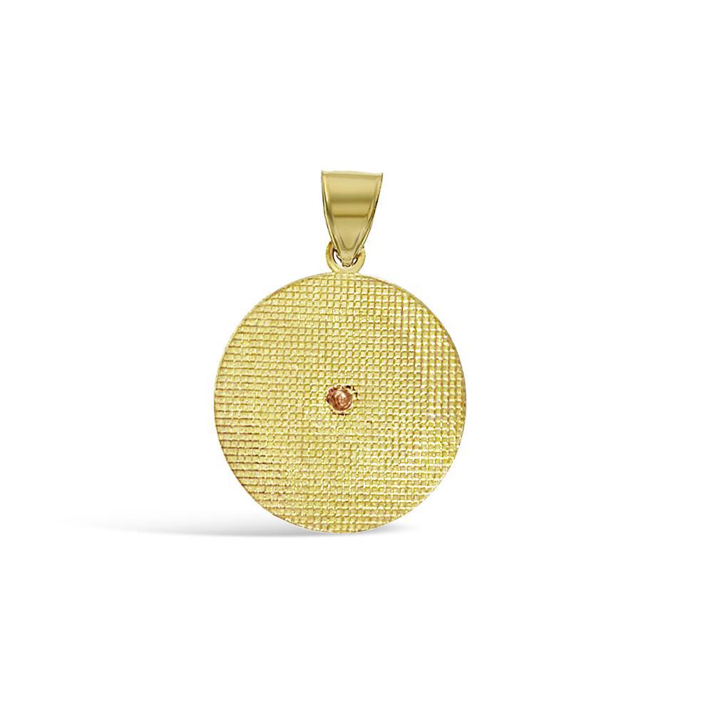 14K Tri Color Gold Virgin Mary Round Pendant