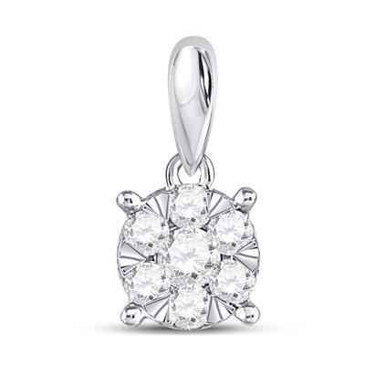 0.25ctw Diamond Round Cluster Pendant 14K White Gold