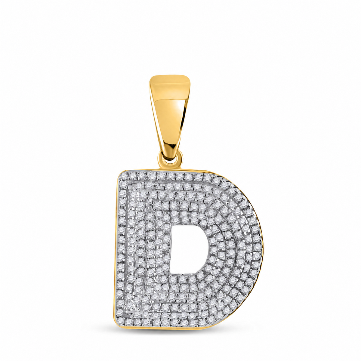 0.63ctw Diamond Bubble Letter D Pendant 10K Yellow Gold