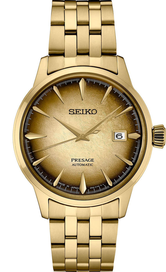 Seiko Presage Cocktail Gold Tone Automatic Mens Watch SRPK48