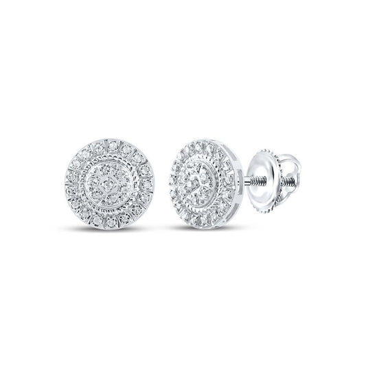 Diamond Round Stud Earrings 10K White Gold