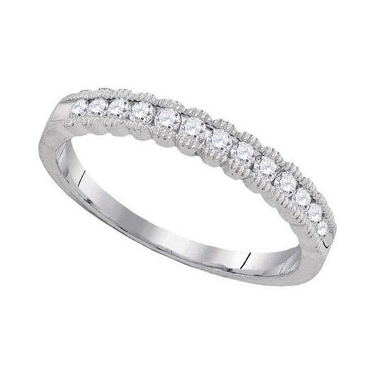 0.27ctw Diamond Single Row Wedding Band Ring 10k White Gold
